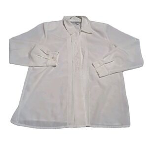 Womens Claudia Richards White Embroidered Fly Long Sleeve Top Button Up Size 10